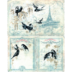 1 papier de riz Les oiseaux - R185