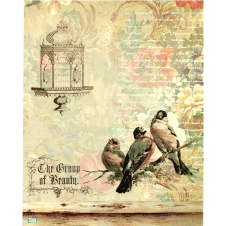 1 papier de riz Les Oiseaux - R705