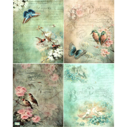 1 papier de riz Les Oiseaux - R979