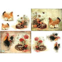 1 papier de riz Les Poules - R1352