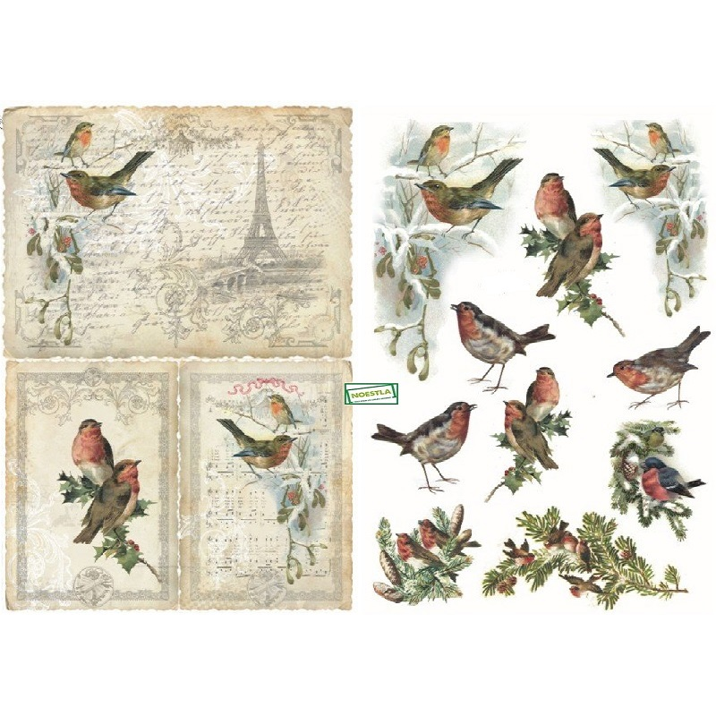 1 GRAND papier de découpage Oiseaux - D322