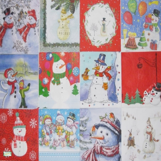 12 serviettes papier Bonhomme neige -L45