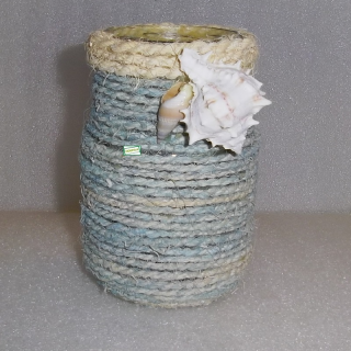 1 pot ou vase verre et corde naturelle