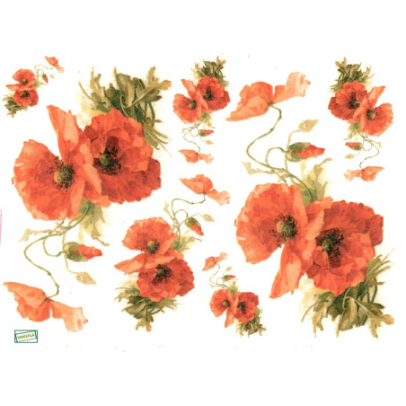 1 papier de riz Les Coquelicots - R958