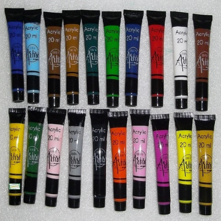 20 tubes de peinture acrylique