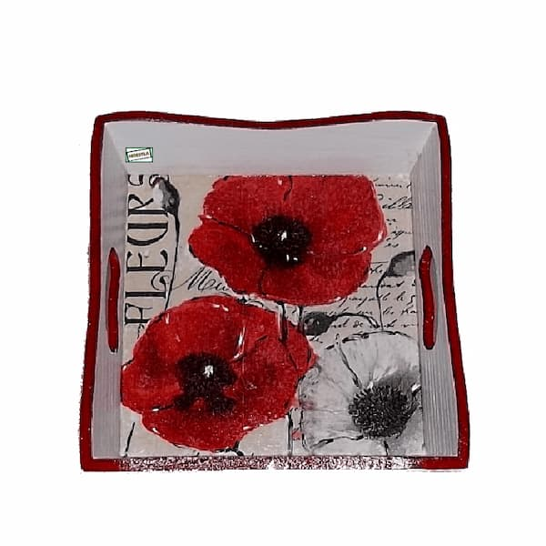 1plateau bois Coquelicots serviettage