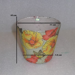 1vase ou pot verre Coquelicots serviettage