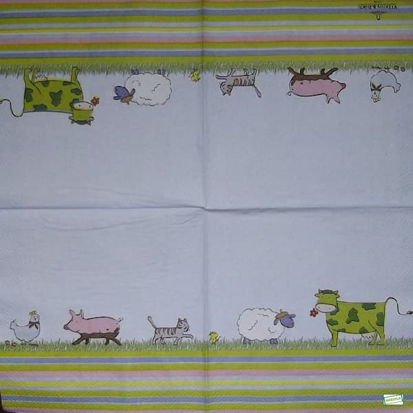 1 serviette Animaux Ferme -18