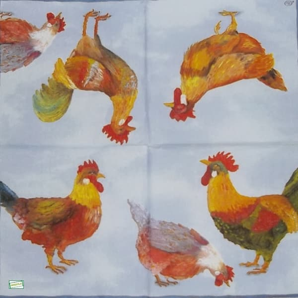 1serviette papier Poules-86