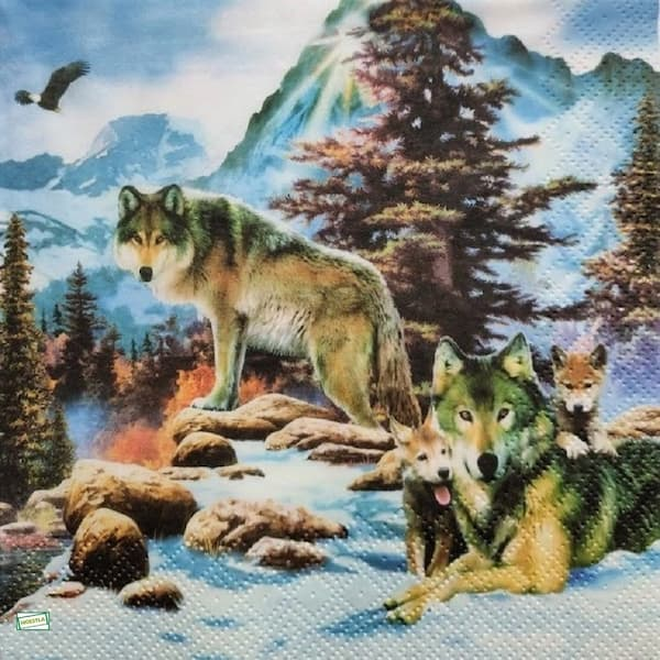 1serviette papier Les Loups-38