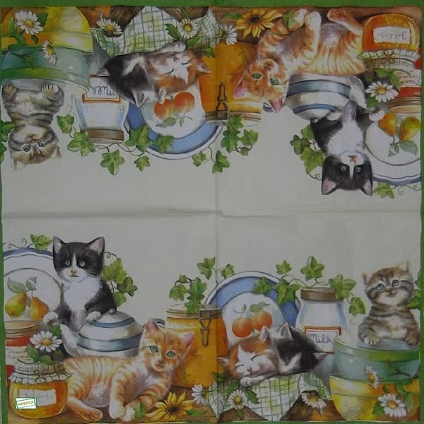 1 serviette Les chats - 78