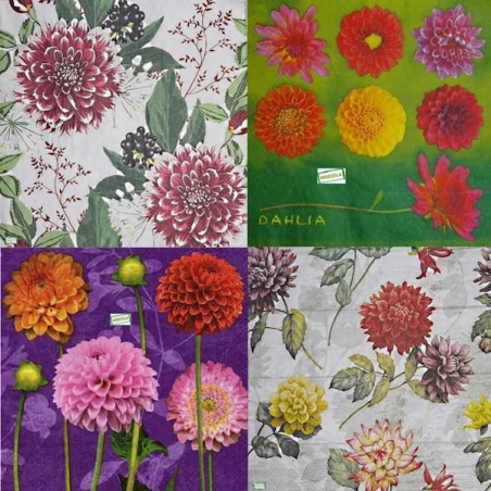 4 serviettes Les dahlias -A1