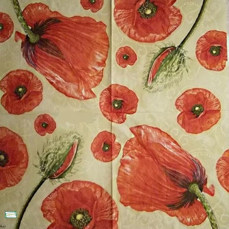 1 serviette Coquelicots -26