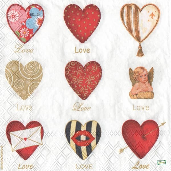 1serviette papier Coeurs-24