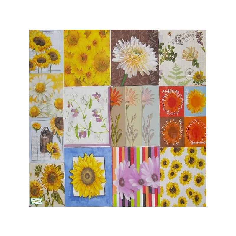 13 serviettes Fleurs - L59