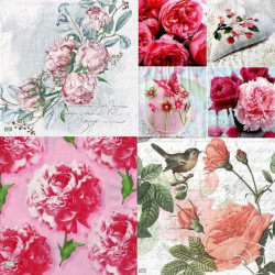 4 serviettes Les Roses -LA3