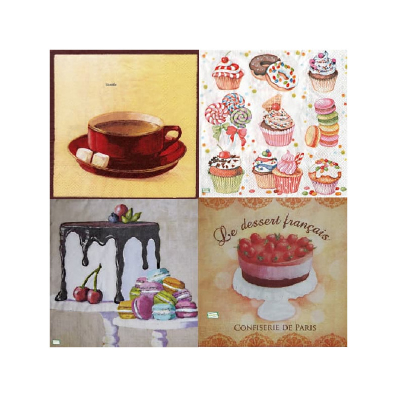 4 serviettes Patisseries -LA1