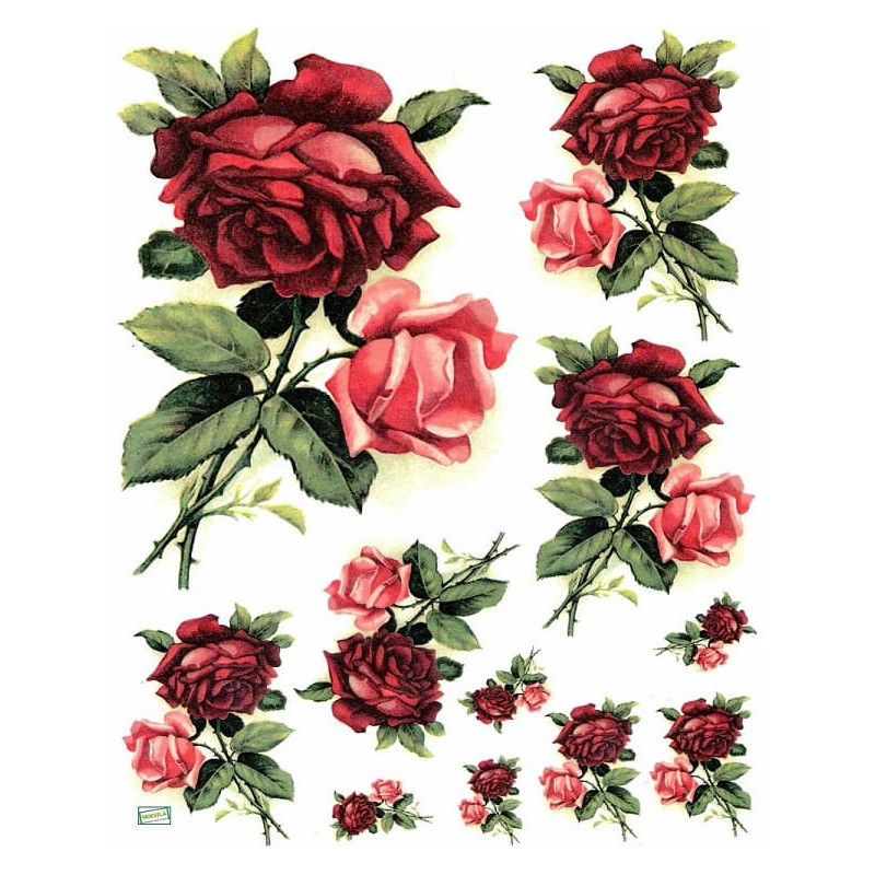 1papier de riz Les Roses-R219