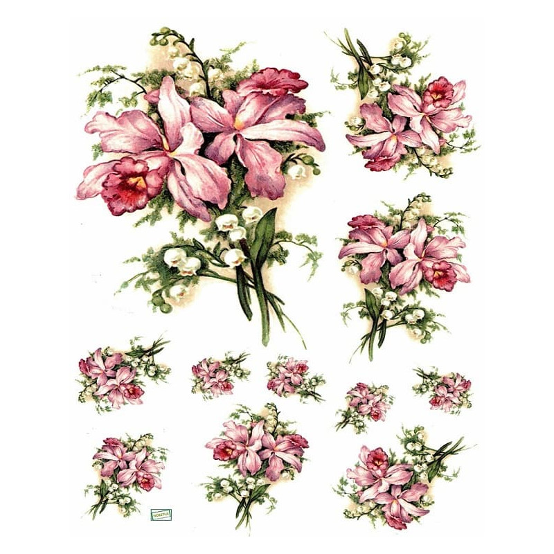 1 papier de riz Fleurs -R220