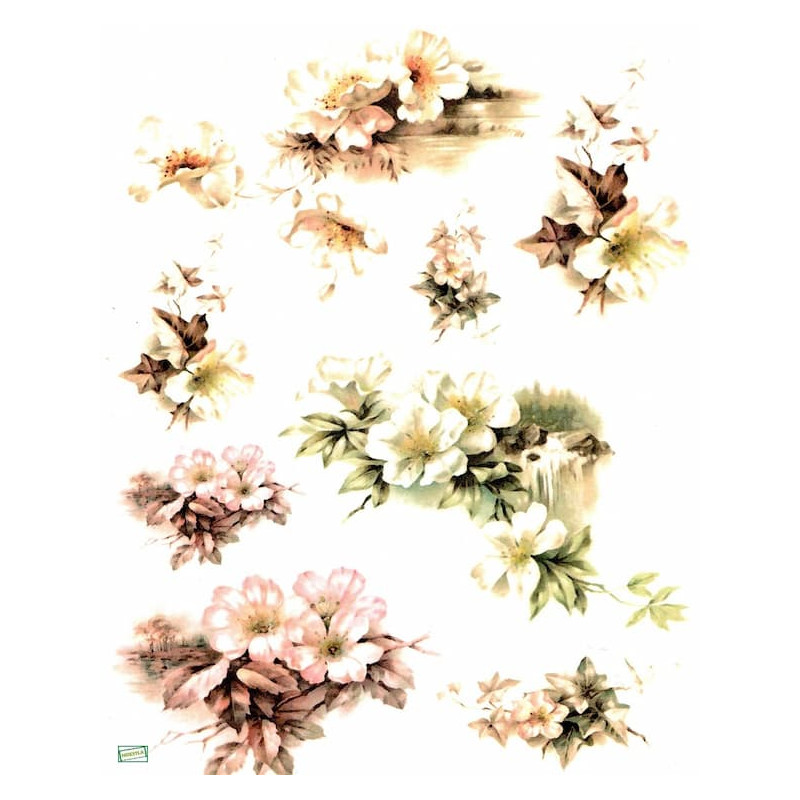 1 papier de riz Fleurs-R243