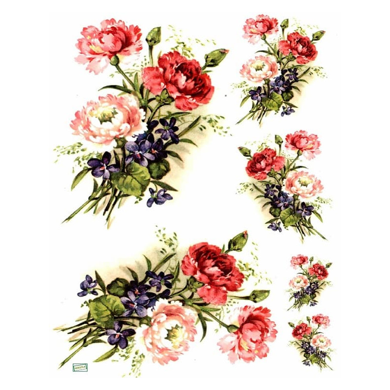 1 papier de riz Fleurs -R328