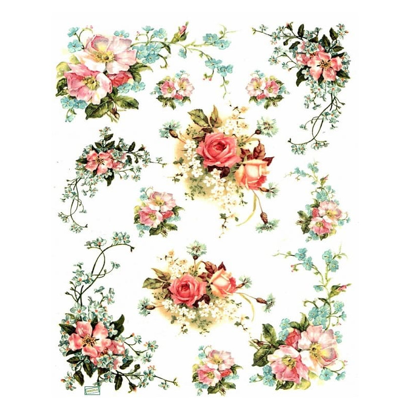 1 papier de riz Fleurs -R421