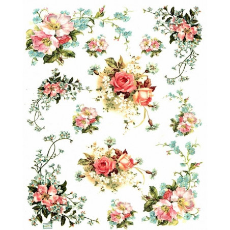 1 papier de riz Fleurs -R421