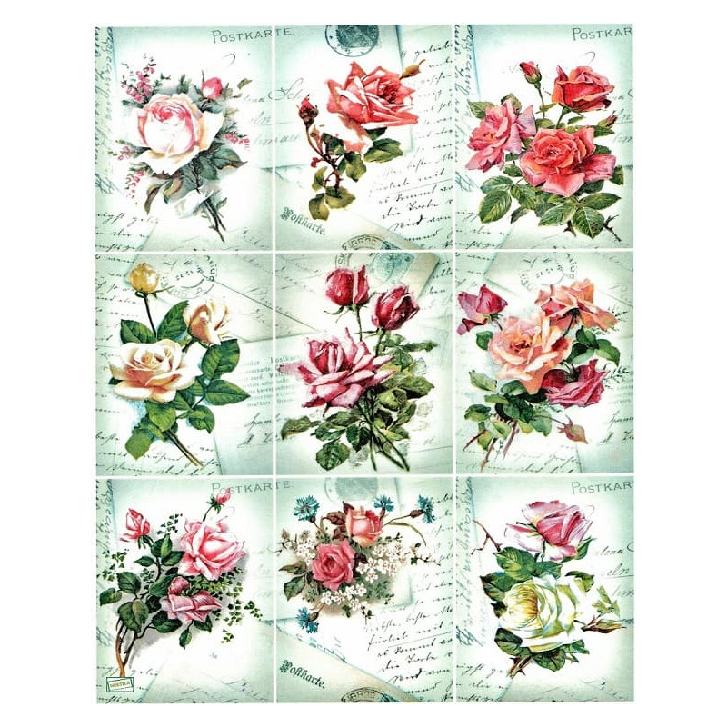 1 papier riz Les Roses-R542