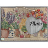 1plaque photo ardoise Fleurs serviettage