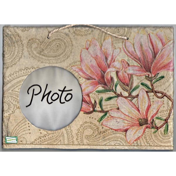 1plaque photo ardoise Fleurs serviettage