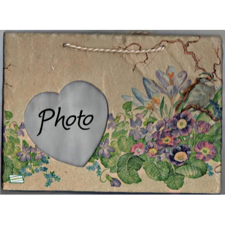 1plaque photo ardoise Fleurs serviettage