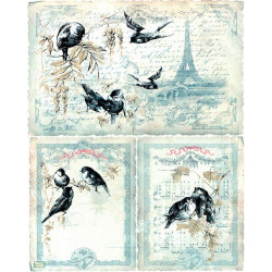 1papier de riz Oiseaux-R185