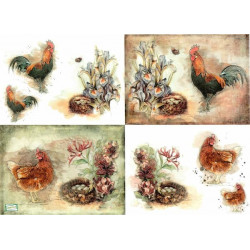 1papier de riz Poules-R1350