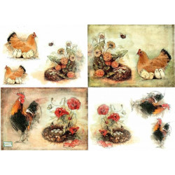 1papier de riz Poules-R1352